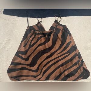 Brown and Black Zebra Print Women's silk top